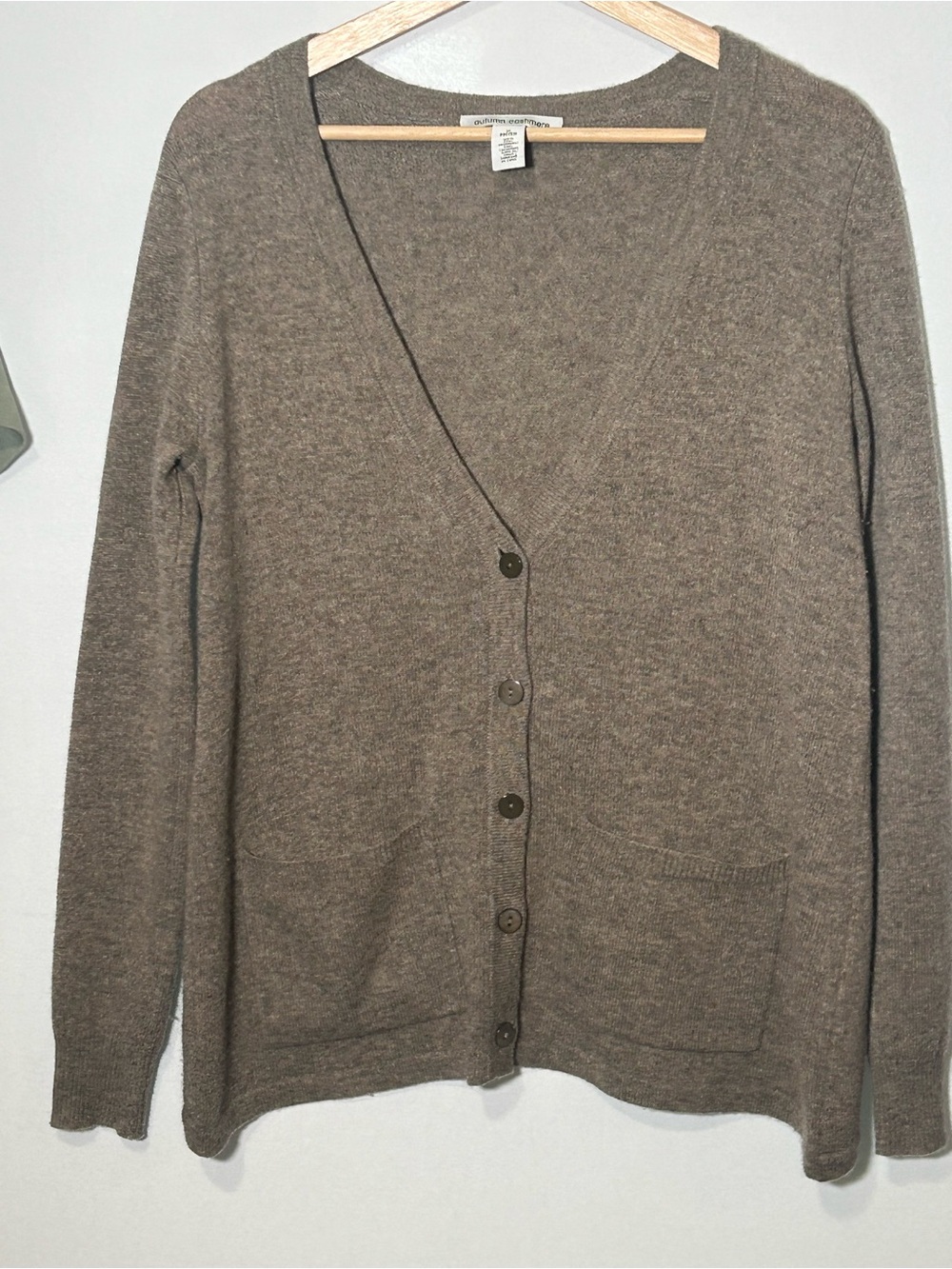 Autumn Cashmere 100% Cashmere Reversible Cardigan Sweater M Taupe - Picture 3 of 10